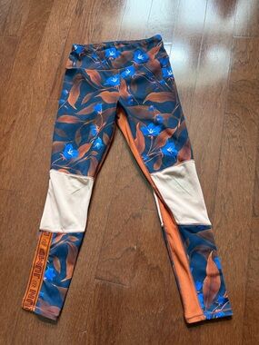 Molo Girls Navy Blue & Orange Floral Leggings